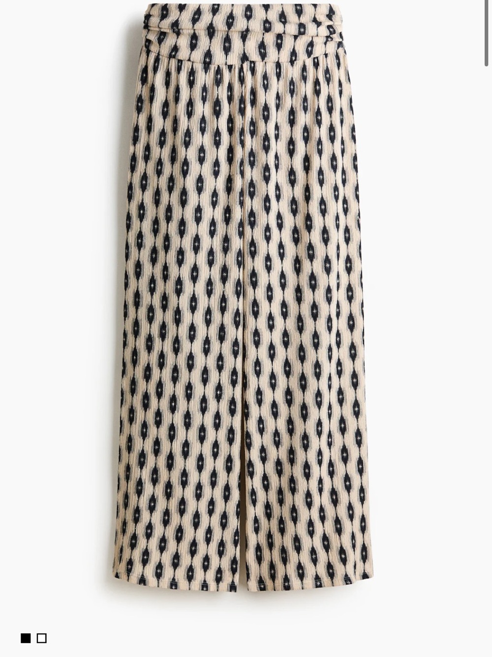 H&M Cream Wide-Leg Pants with Black Geometric Print
